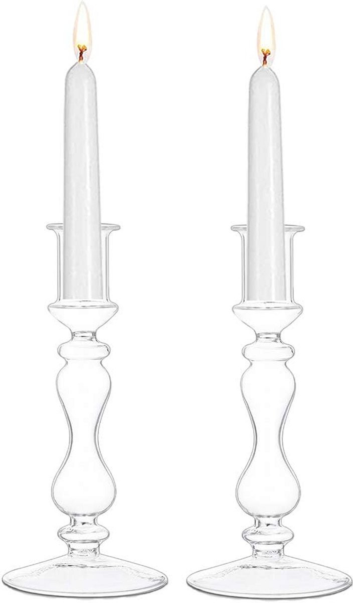Set van 2 Kristalheldere Kandelaren voor Elegante Tafeldecoratie