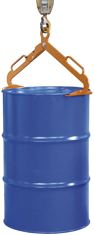 Fasszange, für stehende 200-l-Fässer, orange eurokraft pro