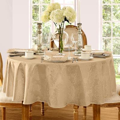 Threadmade Home Llc "Abshire Round Tablecloth, 90"" Diameter, Beige"
