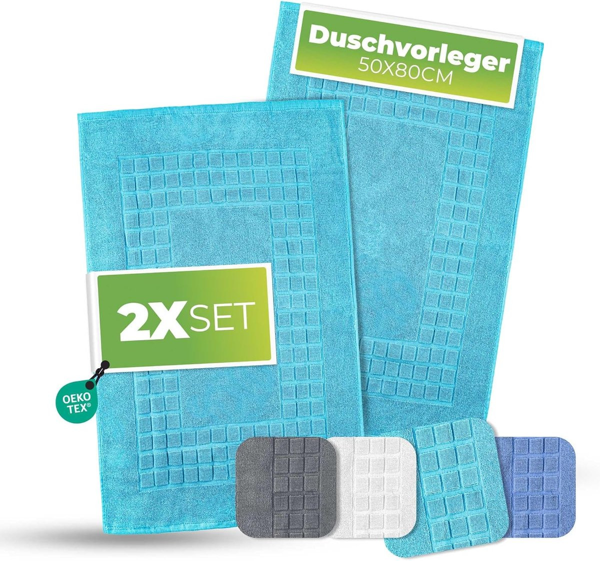 Badmat Set van Katoen in Turquoise - 50 x 80 cm