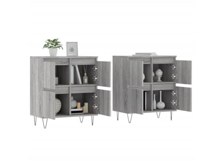 KTHLBRH Sideboards 2 Stück Sonoma Grau aus mehrschichtigem Holz 120 x 35 x 70 cm, großer Stauraum, Ausstellungsfunktion, Metall