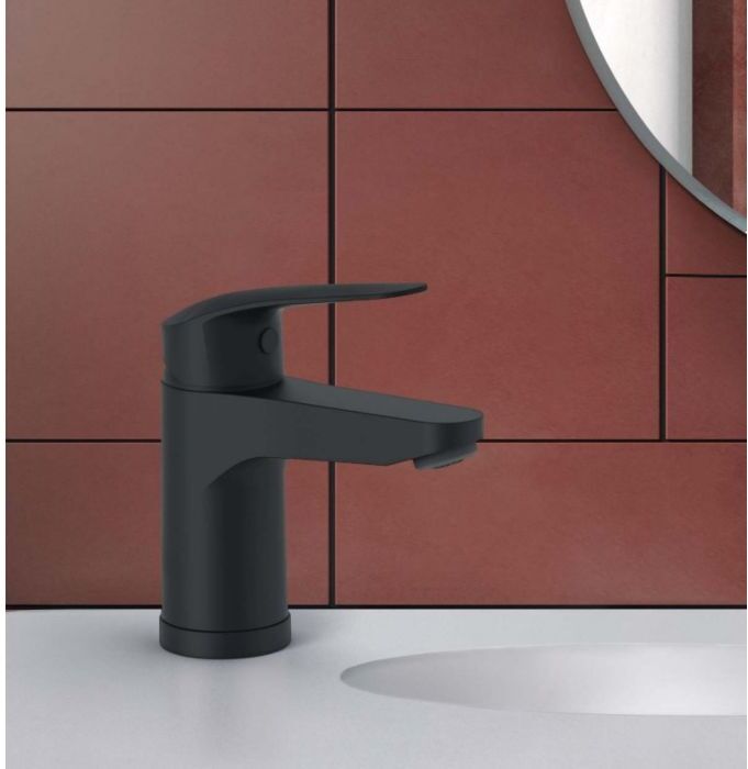 Tres Armaturen Tres Base Plus Waschtischarmatur 21610303NM ohme Ablaufgarnitur, schwarz matt