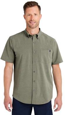 HUK H150154 Athletic Men's Kona Solid Shirt in Moss size Medium   Polyester/cotton/spandex blend
