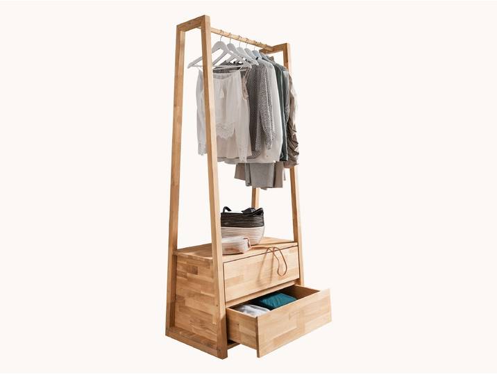 Kleiderständer Silenca - mit Schubladen - Kernbuche