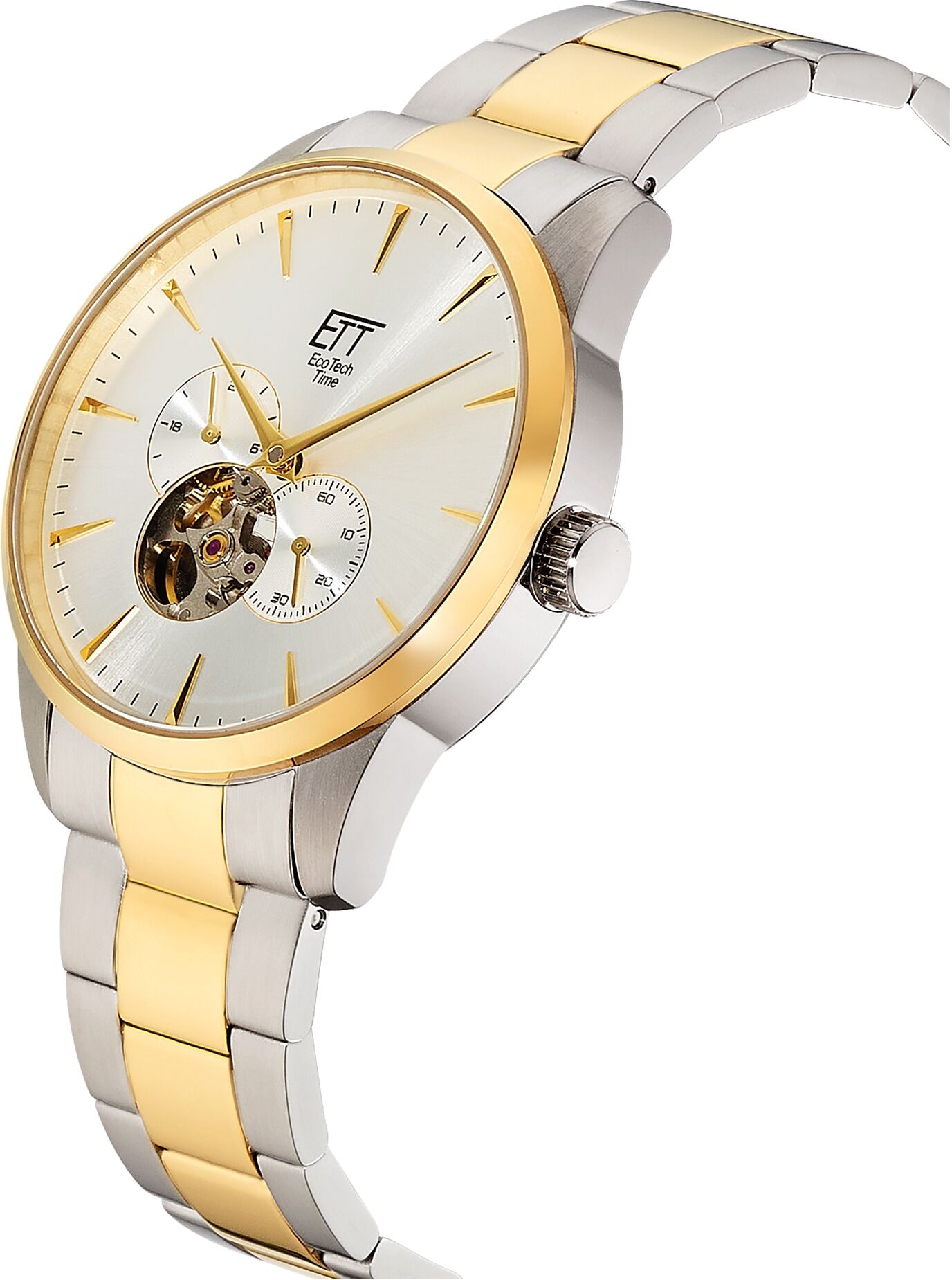 Automatikuhr ETT "Motion Drive", silbergoldfarben, silberfarben, silberfarben, Armbanduhren, Herren, silbergoldfarben, Automatikuhr, Armbanduhr, Herrenuhr, Mechanische Uhr, Edelstahlarmband, analog