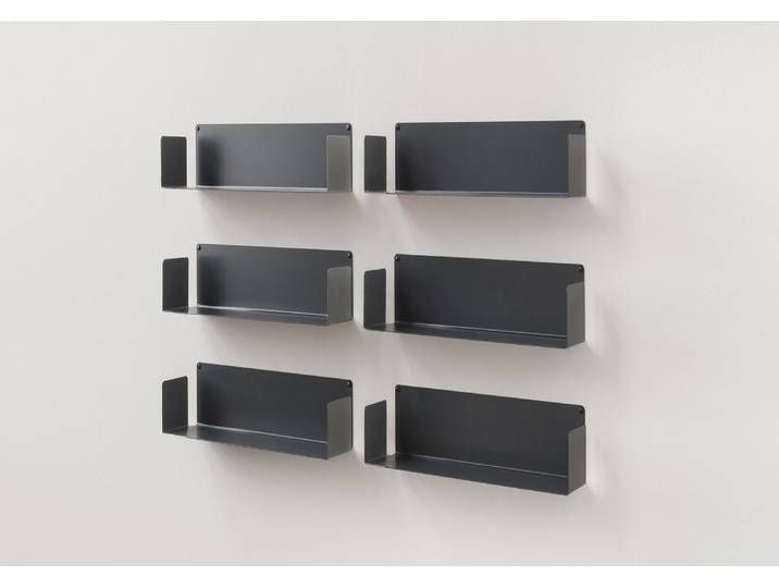 Étagère murale 45 x 15 cm - gris - lot de 6 - teebooks