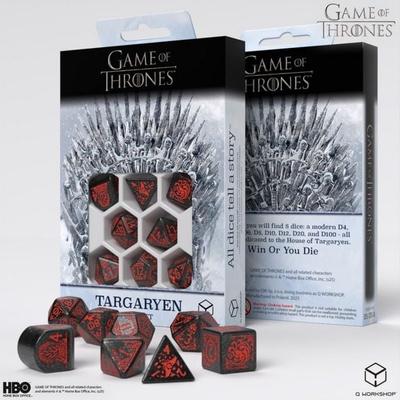 Q-Workshop QWO97713 - Game of Thrones, Targaryen Dice Set, 8-teilig