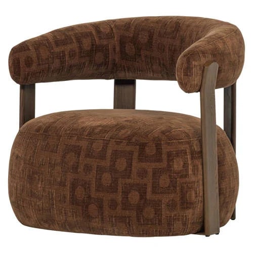 WOOOD Foon Fauteuil - Bruin - Structuurstof - B: 78 cm, D: 82 cm, H: 73 cm