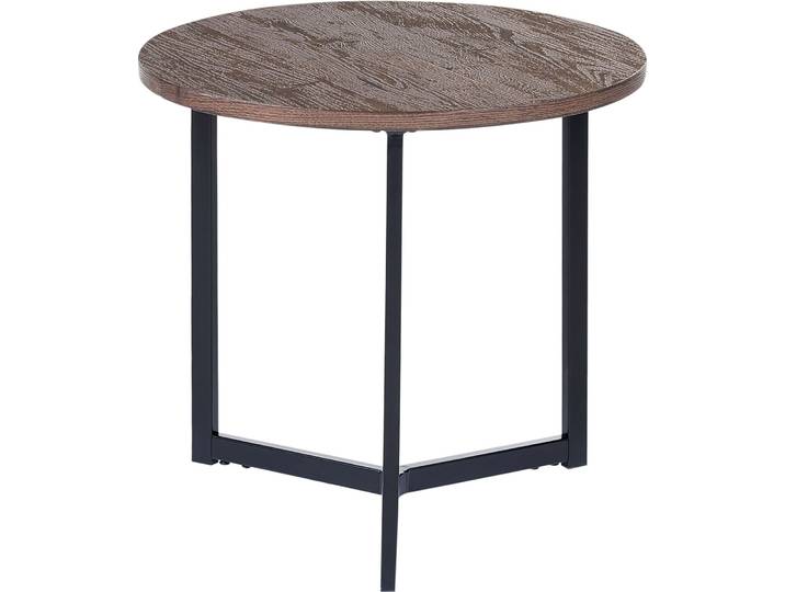 BELIANI Beistelltisch, Dunkle Holzplatte, Schwarze Beine, industriell modernes Wohnzimmer/Schlafzimmer
