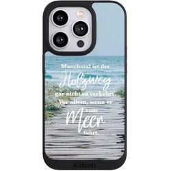 Nivocase Handyhülle für Apple iPhone 14 Pro Hülle NIVOpure Case Schwarz Statement Strand Spruch (Apple iPhone 14 Pro), Smartphone Hülle, Schwarz