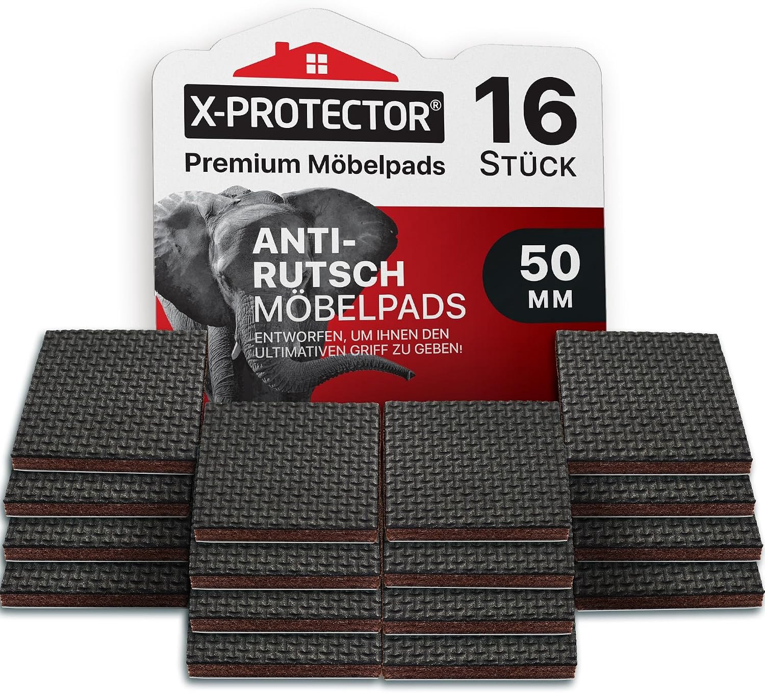 16 stuks Zelfklevende Antislip Rubberen Pads 50mm voor Vloerbescherming