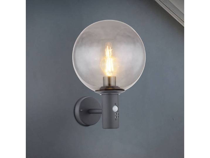 Buitenwandlamp Hedwig, antraciet/rookkleurig, sensor, IP44, E27 Hedwig, alu / grijs / zink, Wandlamp buiten