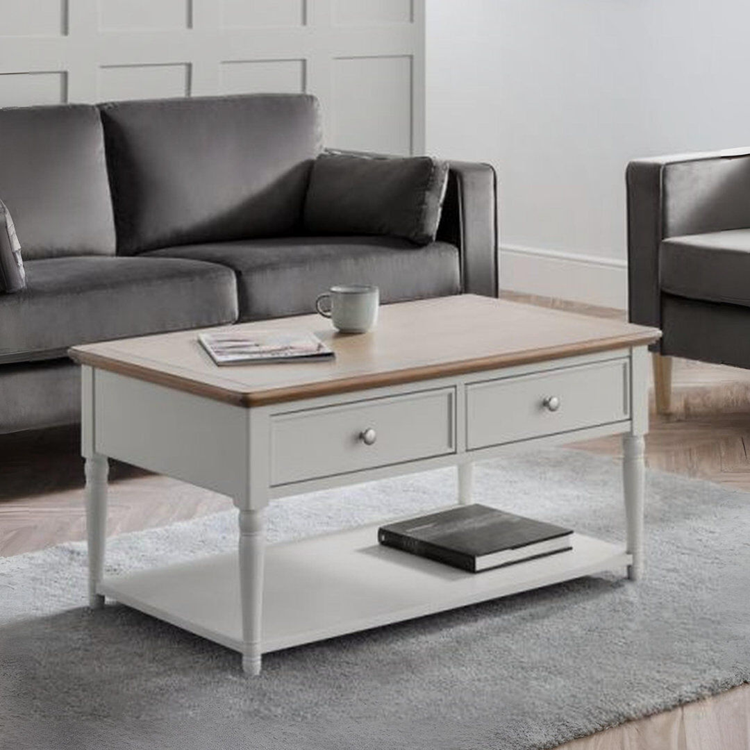 August Grove Batchelder Coffee Table with Storage Limed Oak 50cm H X 100cm W X 60cm D