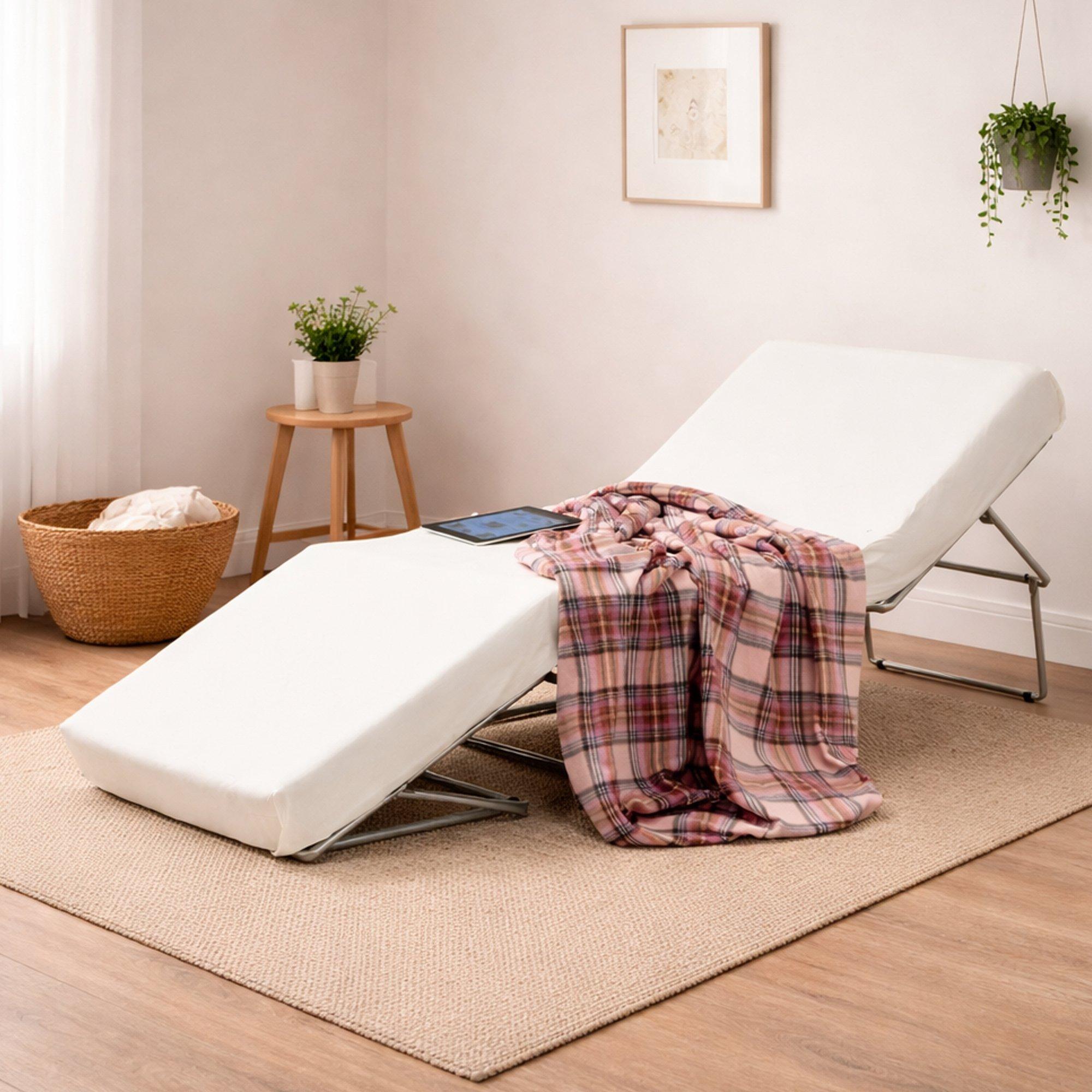 Klappbett Ancilla, Puff umwandelbar in Einzelbett, 100% Italy, Sitzpuff aus Stoff fürs Wohnzimmer, Cm 80x80h45, Turteltaube