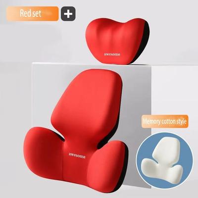 Uplifted Finds Ergonomic Memory Foam Lumbar Support And Neck Pillow Set 1 Set Red