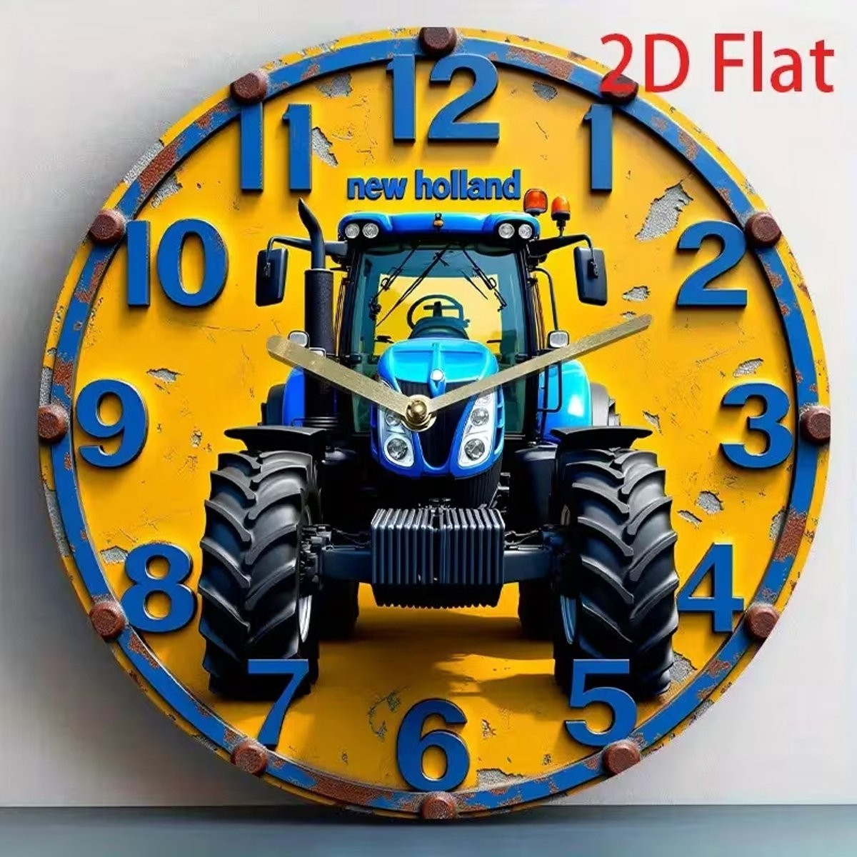 Geluidloze wandklok New Holland Tractor 2D - 20 cm