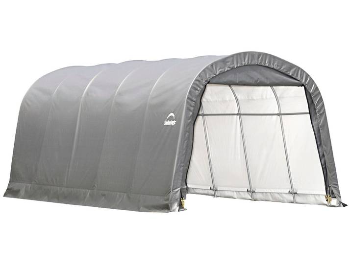 Garage SHELTERLOGIC Foliengarage , grau, B:370cm H:240cm L:610cm, Kunststoff, Garagen, Garage, 22,57m², Stahlgestell mit Polyethylen-Plane