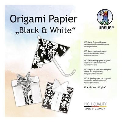 URSUS Falten Origami Papier Black & White, 15 x 15 cm, 120 Blatt