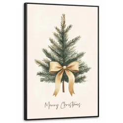 LEINWAND Bilder mit Rahmen - Weihnachtsbaum - Weihnachten - Frohe Weihnachten - Beige - 90x140