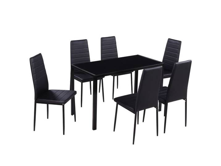 furnicato Essgruppe 7-tlg. Schwarz, (7-tlg)