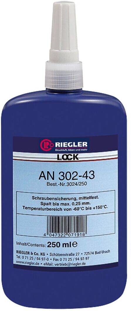 Riegler Lock AN 302-43, anaerober Klebstoff, mittelfest, 250 ml (3024/250)