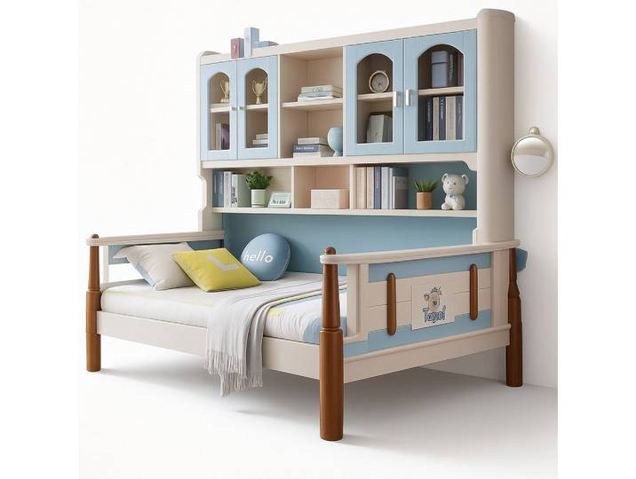 Xlmoebel Kinderbett Hochbett aus Holz mit Spielbereich und stabiler Konstruktion (Kinderbett, 1-tlg., Hochbett), Hergestellt in Europa