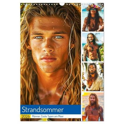 Strandsommer. Männer. Coole Typen am Meer (Wandkalender 2026 DIN A3 hoch), CALVENDO Monatskalender