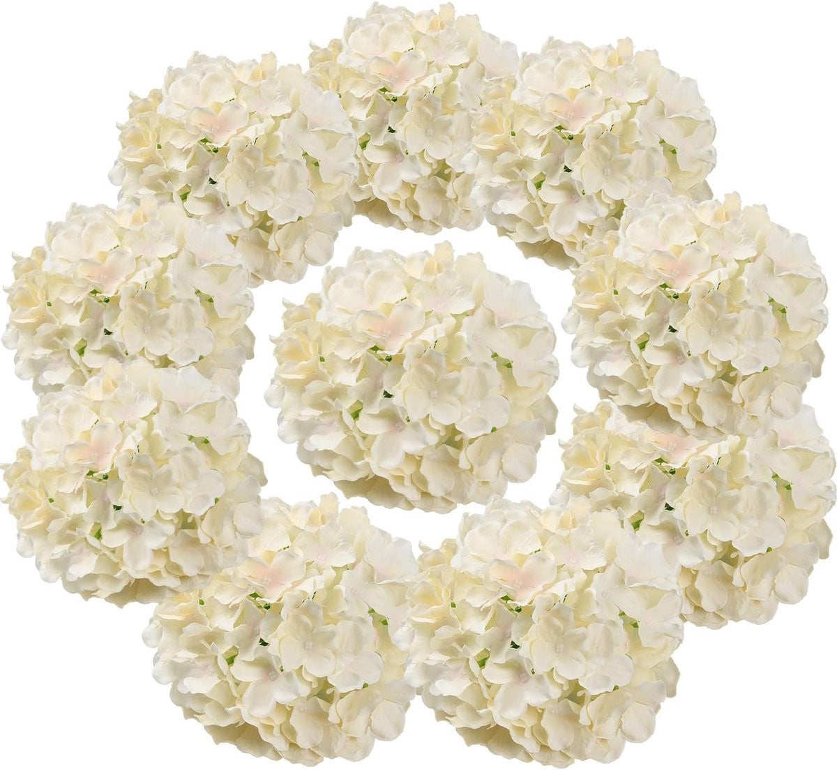 SnelShoppen Kunstmatige Hydrangea Bloemkoppen Champagne - 10 Stuks Zijden Bloemen voor Decoratie en Bruiloften
