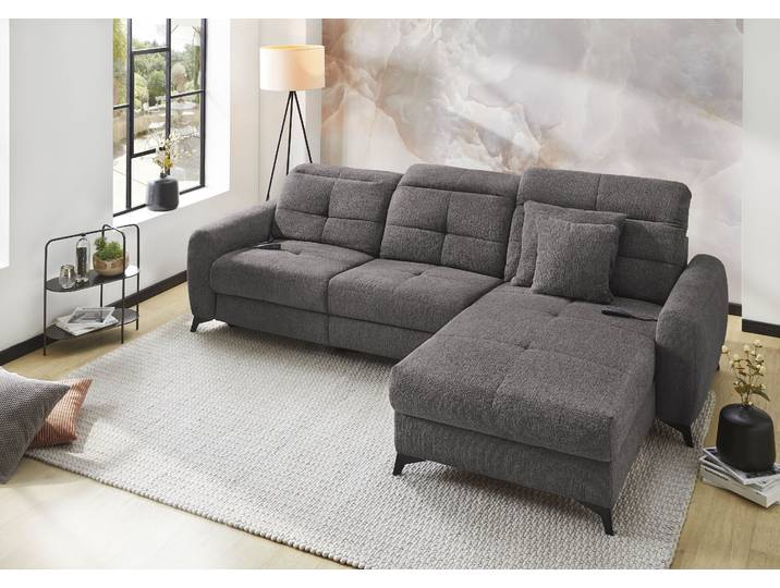 Ecksofa JOCKENHÖFER GRUPPE Chillout L-Form, B: 288 cm, elektr. Relaxfunktion im Sitz und Ottomane , grau (grau 432, 09), B:288cm T:110cm, Korpus: 100% Polyester;Kissen: 100% Polyester, Sofas, Ecksofa, 140kg Belastbarkeit je Sitz, Kopfteilverstellung & Zierkissen