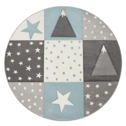 KINDERTEPPICH, im Patchwork-Stil, Blau, Ø 120 cm