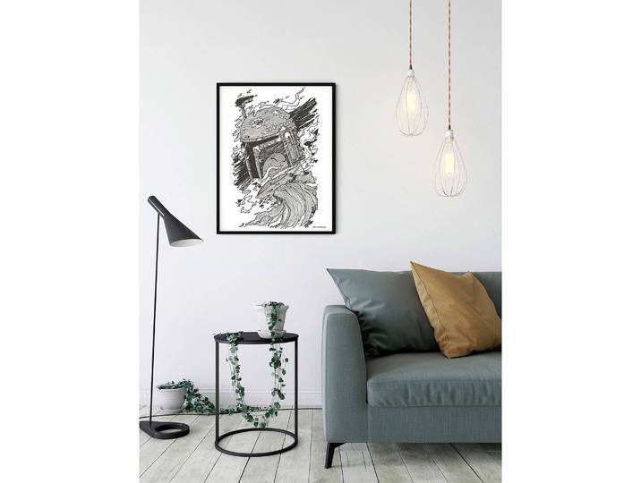 Wandbild Boba Fett Drawing Fotopapier mit seidenmatter Oberfläche und hoher Lichtbeständigkeit Multicolor 50 x 70cm