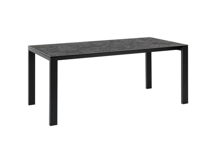 Livetastic Esstisch, Schwarz, Dunkelgrau, Metall, Keramik, rechteckig, Flachrohr, 90x75x180 cm, Esszimmer, Tische, Esstische, Esstische Keramik