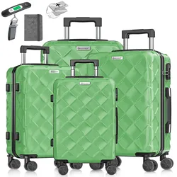 KESSER® Reisekoffer Set 4-teilig   Kofferset ABS Hartschalenkoffer mit Zahlenschloss, Kofferwaage & Reisebrieftasche 360° Rollen   Handgepäck & große Koffer für Business & Reise Trolley
