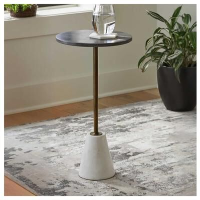 "Signature Design by Ashley Caramont Black/White Accent Table - 12""W x 12""D x 24""H"