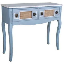 KONSOLENTISCH aus Holz, blau, 90x33x77cm