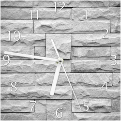 Wallario Uhr 30 x 30 cm, weiße Zeiger Steinwand grau