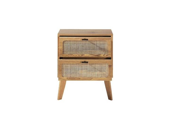 Chevet 2 Tiroirs décor bois avec Façades en Rotin L45 cm - ALIA