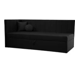SCHLAFSOFA Rafi, Eckbett mit Bettkasten, 90x200 cm, Schwarz