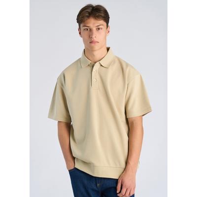 Poloshirt LINDBERGH "Poloshirt Oversize Fit", Herren, Gr. L, beige (sand), Obermaterial: 85% Baumwolle, 15% Polyester, unifarben, oversize, Shirts