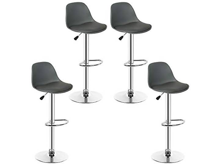 XUANYU 4-er Set Barhocker PP, Höhenverstellbar & Drehbar, Klassische Hohe Hocker für Küche, Bar, Grau