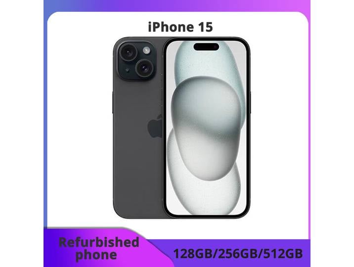 Téléphone reconditionné Apple iPhone 15 128/256 Go ROM 6,1' Original Super Retina OLED 6 Go RAM Face ID Excellent état