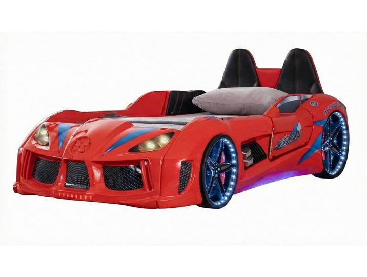 Xlmoebel Autobett Rotes Kinderbett im Rennwagen-Design mit LED-Beleuchtung, Made in Europa