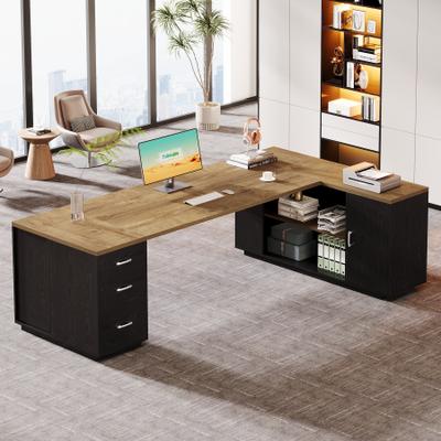 BLUEBELL "85.8"" L-Shaped Executive Desk, Extra Large Office Desk with Drawers"