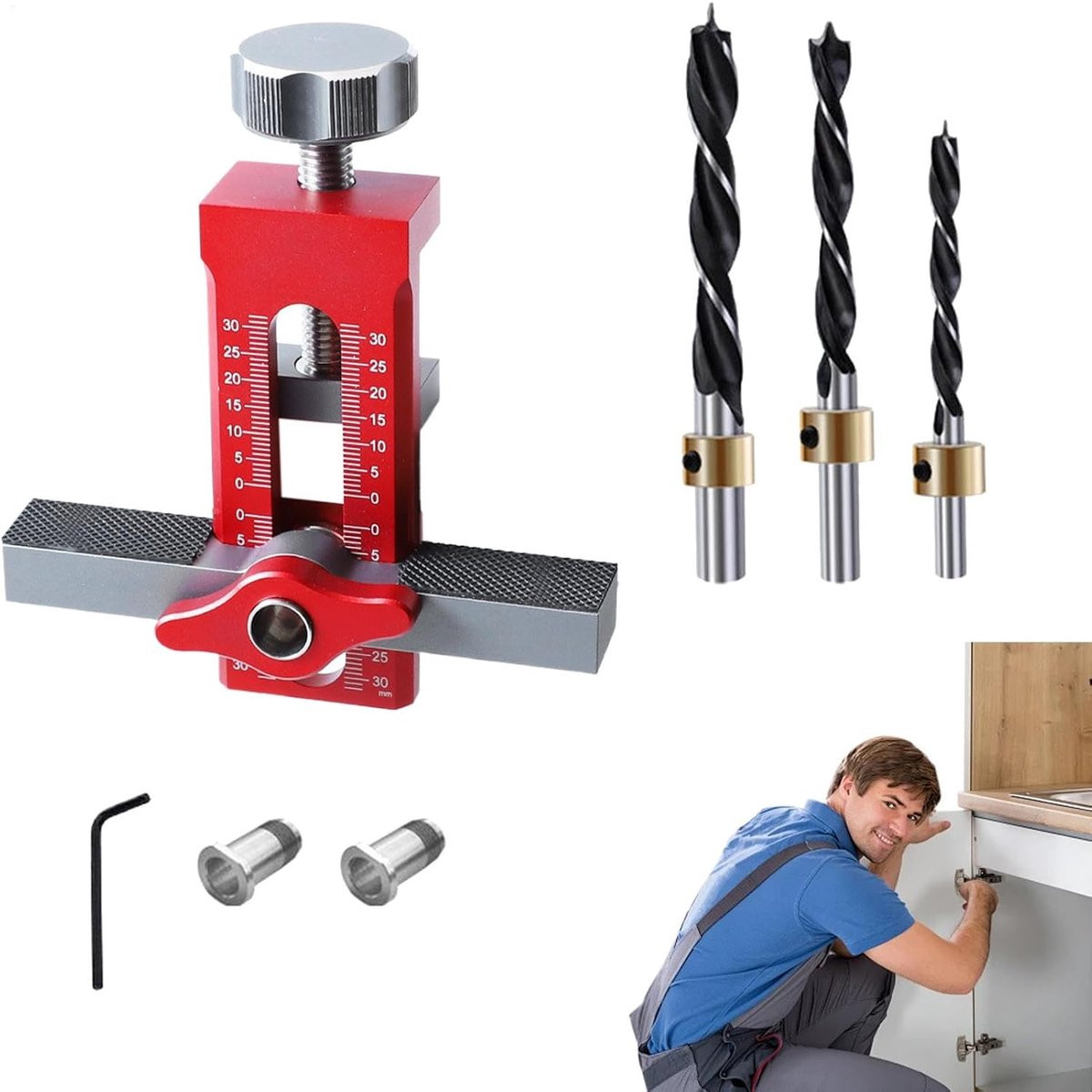 Montagesjabloon Kastdeur Aluminiumkleurig - Positioneringsgereedschap voor Handgrepen - 14 cm