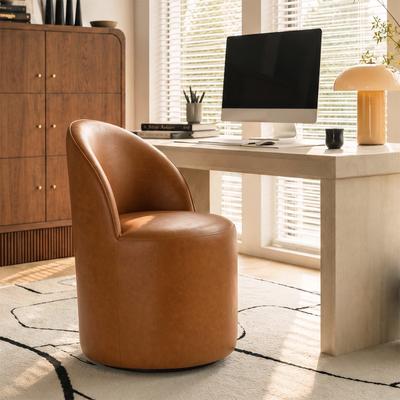 Housely Rolling Upholstered Faux Leather Fully Assembled Dining Chair