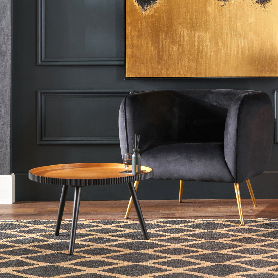 George Oliver Wurtsboro Three Leg Coffee Table Brown;Black 34cm H X 60cm W X 60cm D