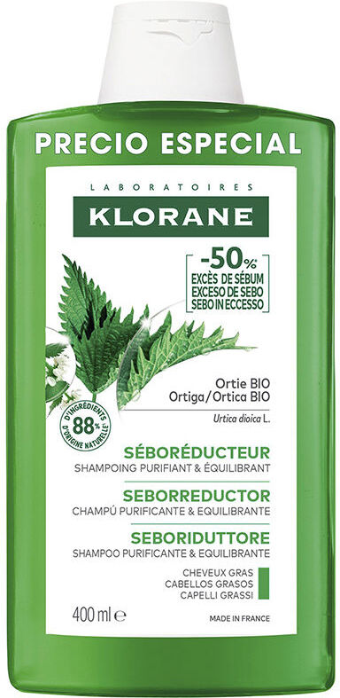 Klorane Shampoo seborregulador A La Ortiga Bio para cabelos oleosos 400 ml