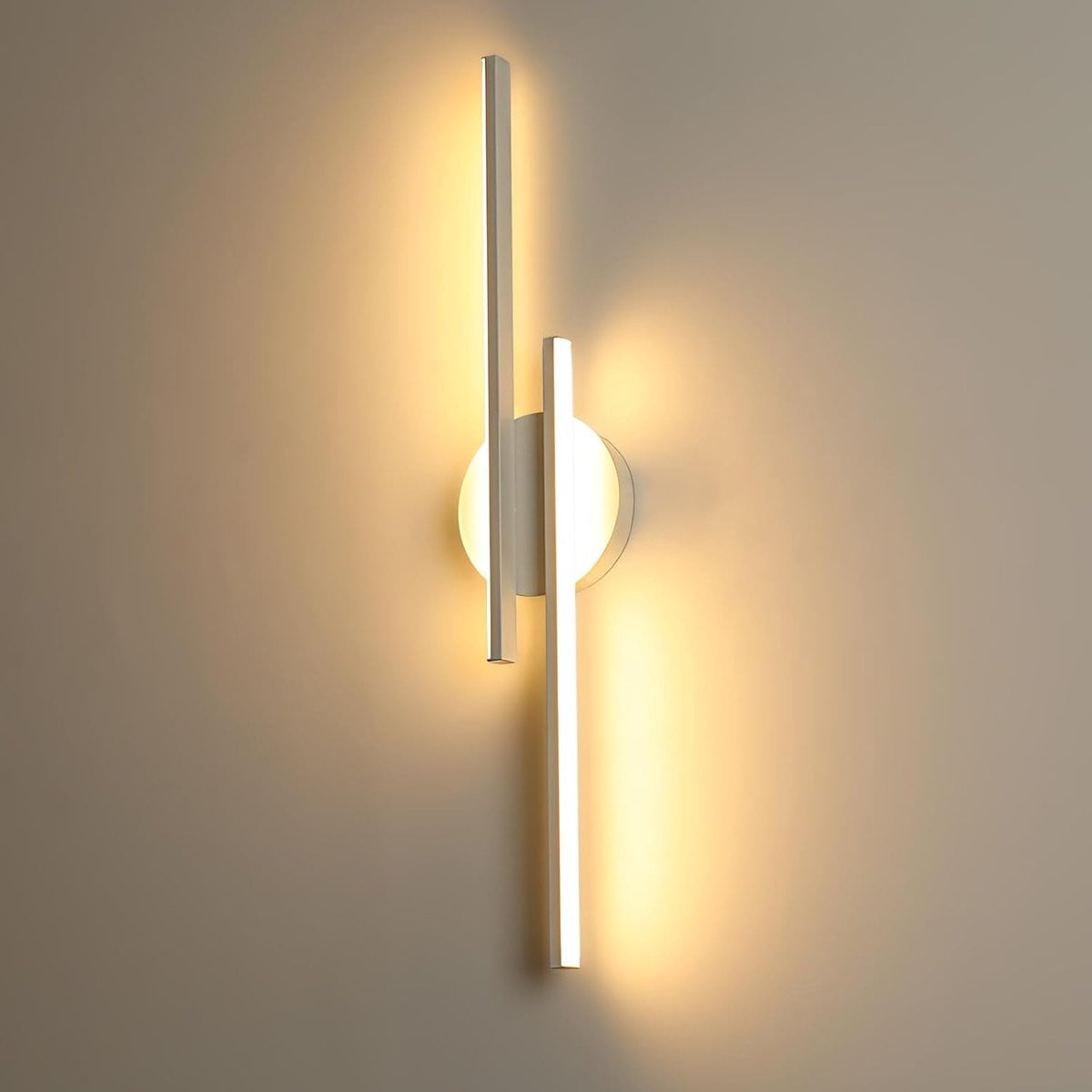 Haobosic Moderne LED-wandlamp in aluminium, 24W, Warm Licht 3000K, Wit, 60 cm