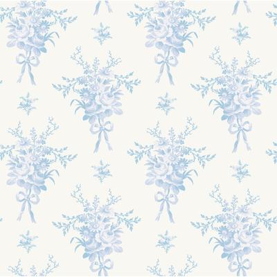 A-Street Prints LoveShackFancy Rosie Arrangements Icey Winters Bouquet Toss Wallpaper