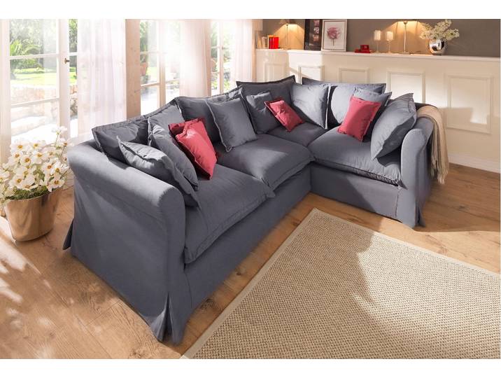 Ecksofa HOME AFFAIRE Luise L-Form , grau, B:275cm H:75cm T:192cm, Struktur 100% Polyester, Sofas, Ecksofa, mit vielen losen Kissen und abnehmbarer Husse